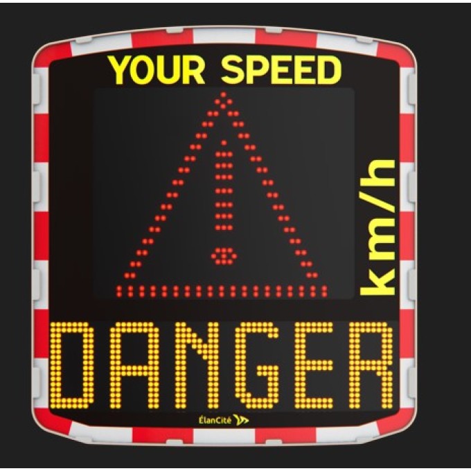 Indicator electronic limitare viteza radar incorporat alimentare cu baterii Semn de avertizare si mesaj text (portocaliu)